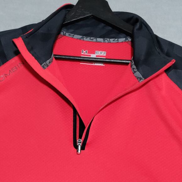 Under Armour Combine Golf‎ Pullover Shirt 1/4 ZIP Mens Size Medium Red Black NFL - Picture 9 of 15
